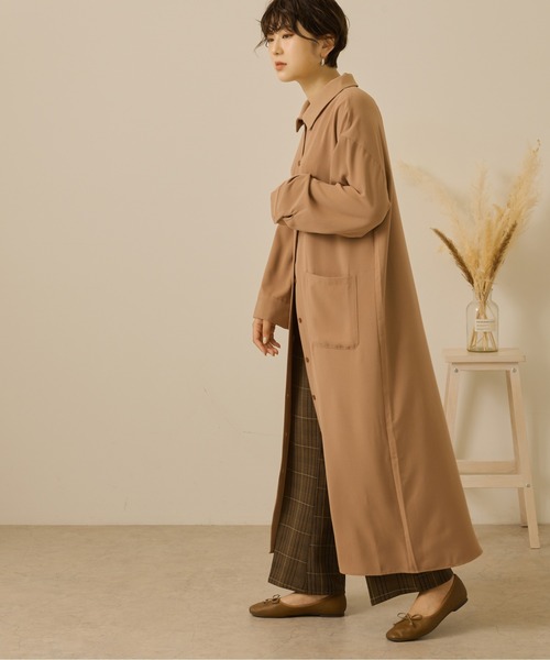 Ambre Neige(アンブルネージュ)の「シャツワンピース/【WEB/EC限定商品】(シャツワンピース・レディース・ダークブラウン/ベージュ/アイボリー・FREE)」の6枚目の写真