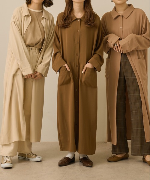 Ambre Neige(アンブルネージュ)の「シャツワンピース/【WEB/EC限定商品】(シャツワンピース・レディース・ダークブラウン/ベージュ/アイボリー・FREE)」の17枚目の写真