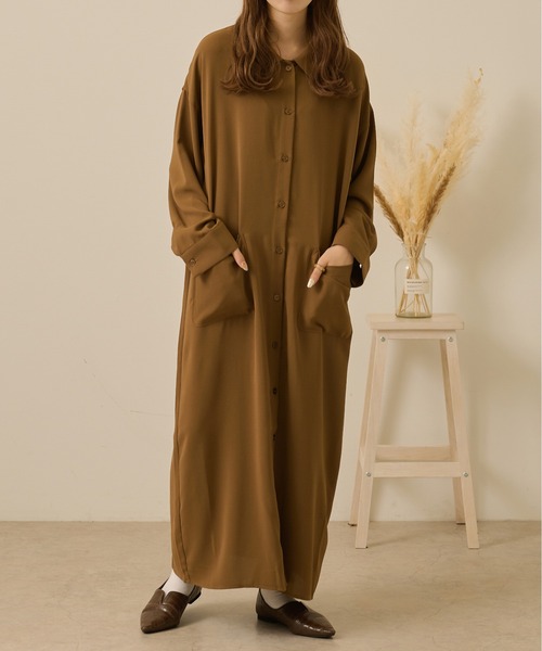 Ambre Neige(アンブルネージュ)の「シャツワンピース/【WEB/EC限定商品】(シャツワンピース・レディース・ダークブラウン/ベージュ/アイボリー・FREE)」の21枚目の写真