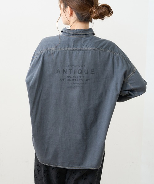 PUAL CE CIN（ピュアルセシン）の「デニム刺繍×プリントブラウス（シャツ/ブラウス・レディース・グレー/インディゴブルー/ストライプ・FREE）」の17枚目の写真