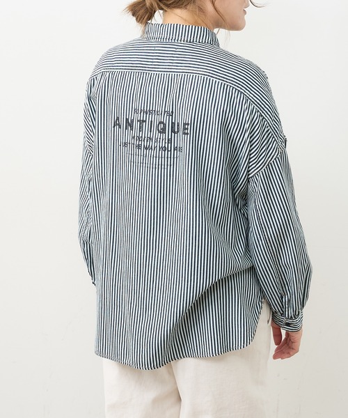 PUAL CE CIN（ピュアルセシン）の「デニム刺繍×プリントブラウス（シャツ/ブラウス・レディース・グレー/インディゴブルー/ストライプ・FREE）」の22枚目の写真