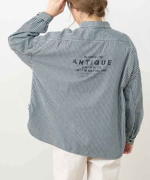 PUAL CE CIN（ピュアルセシン）の「デニム刺繍×プリントブラウス（シャツ/ブラウス・レディース・グレー/インディゴブルー/ストライプ・FREE）」の12枚目の写真