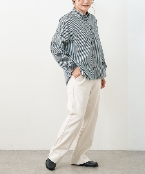 PUAL CE CIN（ピュアルセシン）の「デニム刺繍×プリントブラウス（シャツ/ブラウス・レディース・グレー/インディゴブルー/ストライプ・FREE）」の19枚目の写真