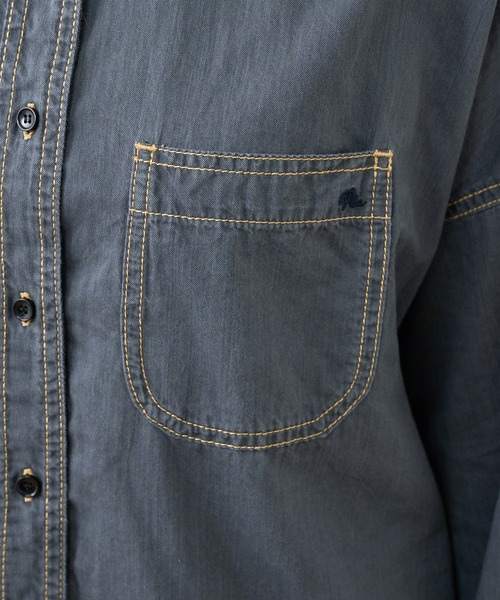 PUAL CE CIN（ピュアルセシン）の「デニム刺繍×プリントブラウス（シャツ/ブラウス・レディース・グレー/インディゴブルー/ストライプ・FREE）」の13枚目の写真