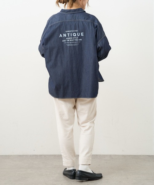 PUAL CE CIN（ピュアルセシン）の「デニム刺繍×プリントブラウス（シャツ/ブラウス・レディース・グレー/インディゴブルー/ストライプ・FREE）」の14枚目の写真