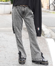 X-girl | CHEMICAL WASH SIDE SLIT FLARED DENIM PANTS(デニムパンツ)