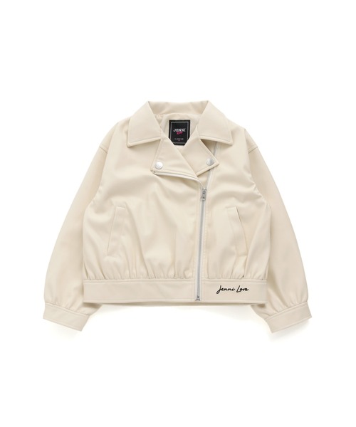 JENNI love（ジェニィラブ）の「フェイクレザーライダース（ライダースジャケット・キッズ・ブラック/オフホワイト・150cm/140cm/160cm/130cm）」の12枚目の写真