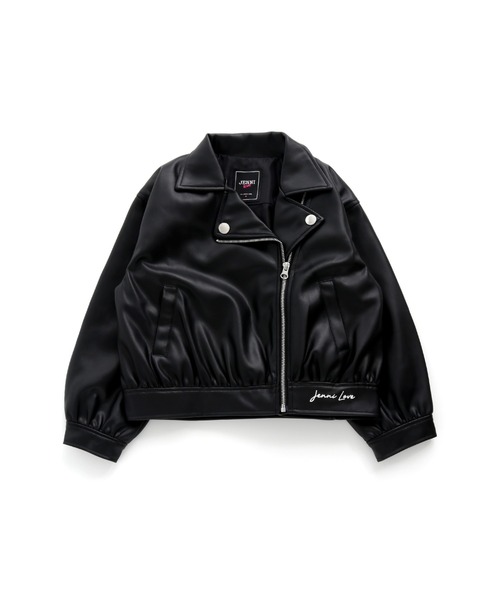 JENNI love（ジェニィラブ）の「フェイクレザーライダース（ライダースジャケット・キッズ・ブラック/オフホワイト・150cm/140cm/160cm/130cm）」の14枚目の写真