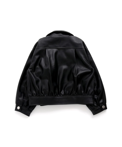 JENNI love（ジェニィラブ）の「フェイクレザーライダース（ライダースジャケット・キッズ・ブラック/オフホワイト・150cm/140cm/160cm/130cm）」の6枚目の写真