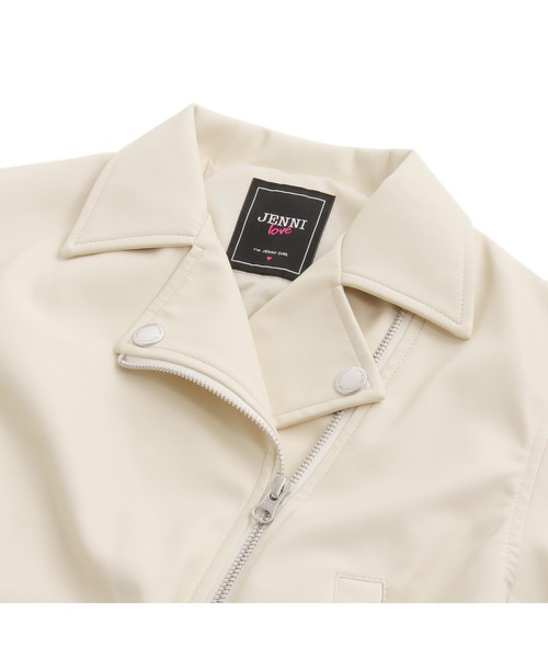 JENNI love（ジェニィラブ）の「フェイクレザーライダース（ライダースジャケット・キッズ・ブラック/オフホワイト・150cm/140cm/160cm/130cm）」の7枚目の写真