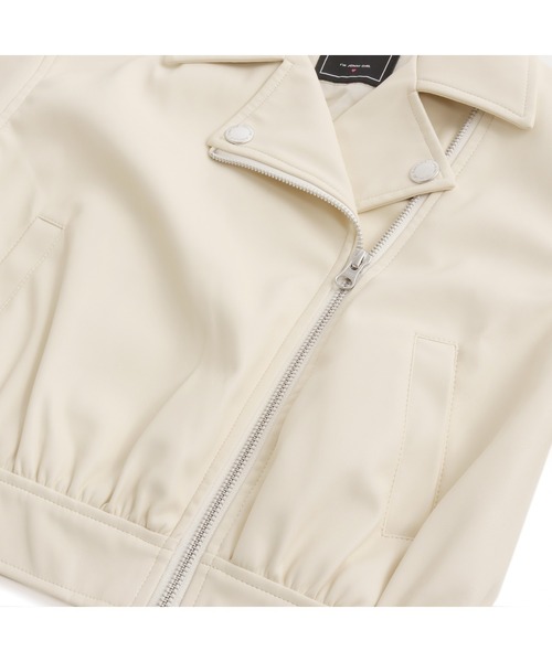 JENNI love（ジェニィラブ）の「フェイクレザーライダース（ライダースジャケット・キッズ・ブラック/オフホワイト・150cm/140cm/160cm/130cm）」の8枚目の写真