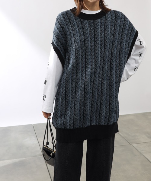 COLONY 2139（コロニートゥーワンスリーナイン）の「ジャガードニットベスト※ユニセックス対応（ベスト・メンズ・ブラック/ブルー・MEDIUM/LARGE/X-LARGE）」の13枚目の写真