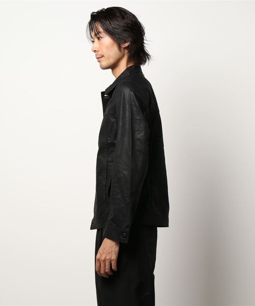 SHELLAC(シェラック)の「シェラック/SHELLAC フェイクレザートラッカー(シャツ/ブラウス・メンズ・ブラック・MEDIUM/LARGE/S)」の3枚目の写真