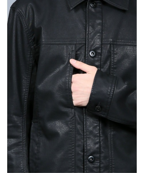 SHELLAC(シェラック)の「シェラック/SHELLAC フェイクレザートラッカー(シャツ/ブラウス・メンズ・ブラック・MEDIUM/LARGE/S)」の6枚目の写真