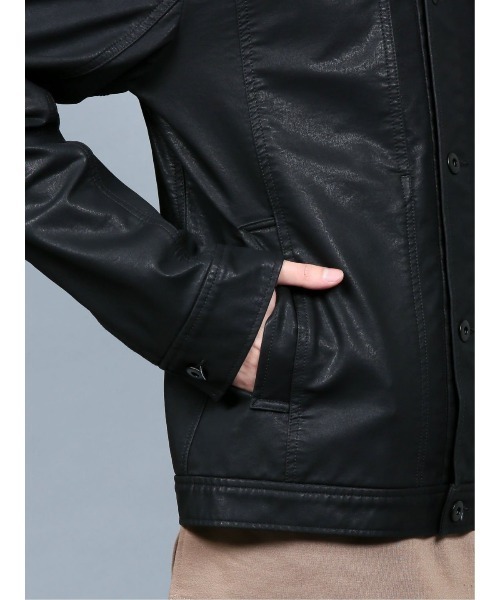 SHELLAC(シェラック)の「シェラック/SHELLAC フェイクレザートラッカー(シャツ/ブラウス・メンズ・ブラック・MEDIUM/LARGE/S)」の8枚目の写真