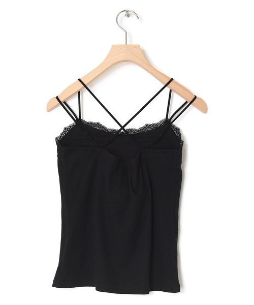 w closet(ダブルクローゼット)の「カップ付きレースVキャミソール(キャミソール・レディース・オフホワイト/ブラウン/ブラック・FREE)」の8枚目の写真