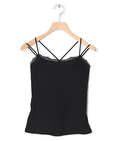 w closet(ダブルクローゼット)の「カップ付きレースVキャミソール(キャミソール・レディース・オフホワイト/ブラウン/ブラック・FREE)」の11枚目の写真