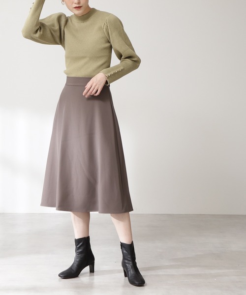 N.（N. Natural Beauty Basic）（エヌエヌナチュラルビューティーベーシック）の「【S Size Line】◆ウエストステッチフレアスカート（スカート・レディース・パープル/ネイビー/ライトグリーン/モカ・SMALL/MEDIUM）」の2枚目の写真