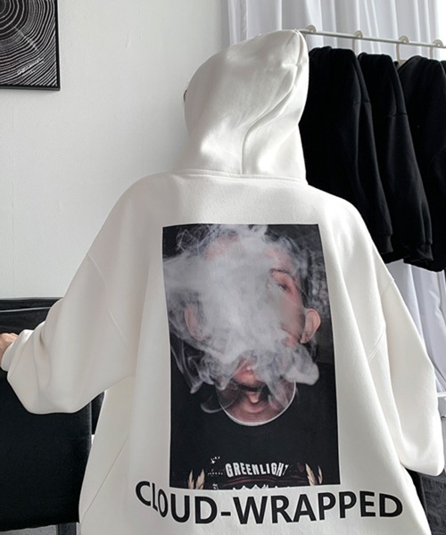 NOWLE（ノウル）の「【NOWLE】バック グラフィック プリント パーカー（パーカー・メンズ・ホワイト/ブラック/グレー・MEDIUM/LARGE/X-LARGE/XX-LARGE）」の5枚目の写真