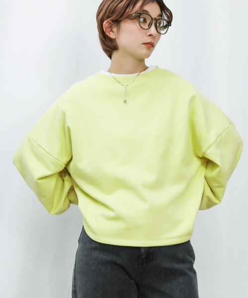 select MOCA(セレクトモカ)の「2022 SS バルーンスリーブショートプルオーバー(Tシャツ/カットソー・レディース・ブラック/オフホワイト/グリーン/ペールイエロー・FREE)」の4枚目の写真