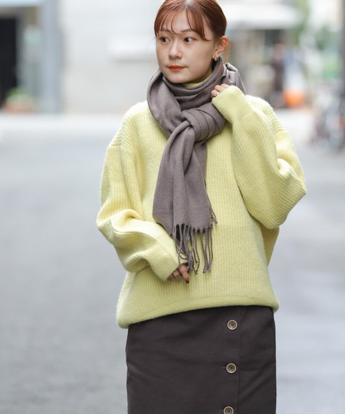 SENSE OF PLACE by URBAN RESEARCH（センスオブプレイスバイアーバンリサーチ）の「ストレッチアルパカビッグタートルセーター（ニット/セーター・レディース・イエロー/アイボリー/ブラック・ONE）」の4枚目の写真