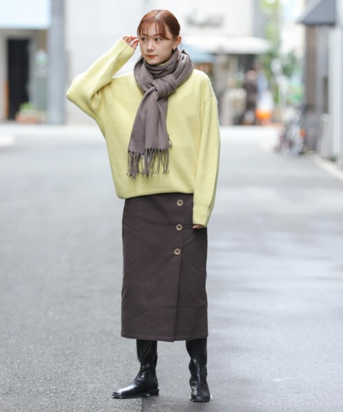 SENSE OF PLACE by URBAN RESEARCH（センスオブプレイスバイアーバンリサーチ）の「ストレッチアルパカビッグタートルセーター（ニット/セーター・レディース・イエロー/アイボリー/ブラック・ONE）」の9枚目の写真