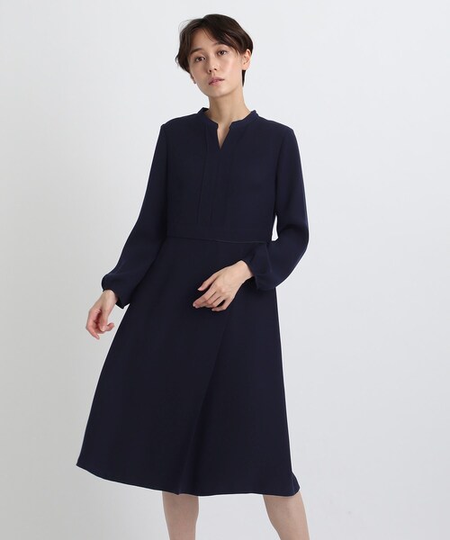 洗える スタイルアップ ワンピース ワンピース ドレス ハイウエスト Indivi インディヴィ のワンピース タックワンピース ワンピース