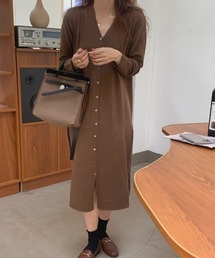 リラックスロングニットワンピース