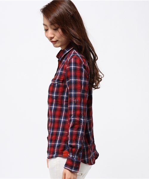 DouDou（ドゥドゥ）の「【J.A.C.H.S】チェックSH（シャツ/ブラウス・レディース・ブルー/グレー/レッド・SMALL）」の5枚目の写真