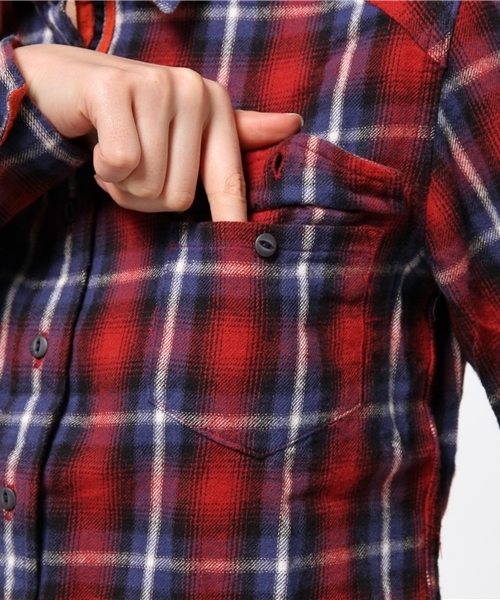 DouDou（ドゥドゥ）の「【J.A.C.H.S】チェックSH（シャツ/ブラウス・レディース・ブルー/グレー/レッド・SMALL）」の10枚目の写真