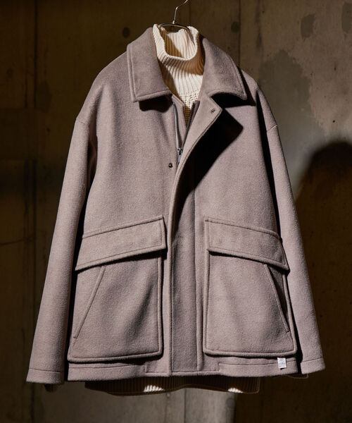 NOLLEY'S goodman（ノーリーズグッドマン）の「【WORK ABOUT/ワークアバウト】BOMBER JACKET　ボマージャケット　ショート　メルトン（ブルゾン・メンズ・チャコールグレー/サックスブルー/グレイッシュベージュ・LARGE/SMALL/MEDIUM）」の3枚目の写真