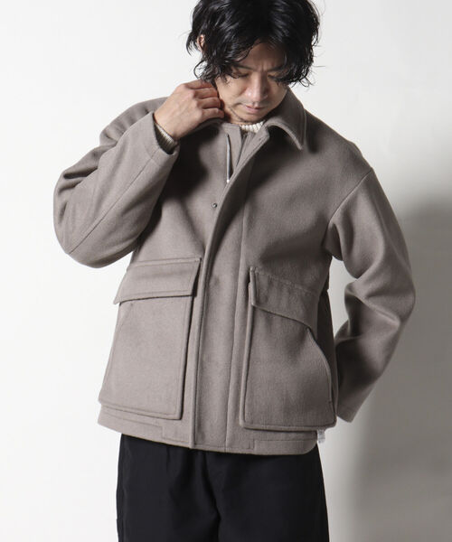 NOLLEY'S goodman（ノーリーズグッドマン）の「【WORK ABOUT/ワークアバウト】BOMBER JACKET　ボマージャケット　ショート　メルトン（ブルゾン・メンズ・チャコールグレー/サックスブルー/グレイッシュベージュ・LARGE/SMALL/MEDIUM）」の22枚目の写真