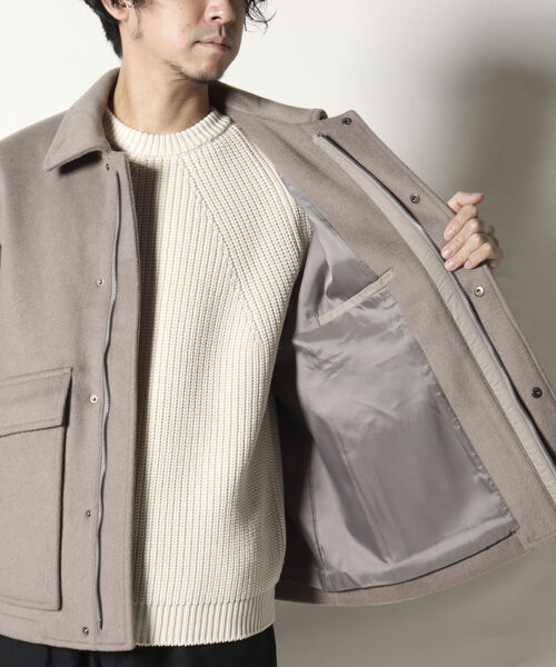 NOLLEY'S goodman（ノーリーズグッドマン）の「【WORK ABOUT/ワークアバウト】BOMBER JACKET　ボマージャケット　ショート　メルトン（ブルゾン・メンズ・チャコールグレー/サックスブルー/グレイッシュベージュ・LARGE/SMALL/MEDIUM）」の13枚目の写真
