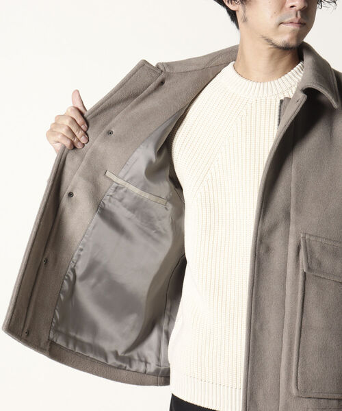 NOLLEY'S goodman（ノーリーズグッドマン）の「【WORK ABOUT/ワークアバウト】BOMBER JACKET　ボマージャケット　ショート　メルトン（ブルゾン・メンズ・チャコールグレー/サックスブルー/グレイッシュベージュ・LARGE/SMALL/MEDIUM）」の12枚目の写真
