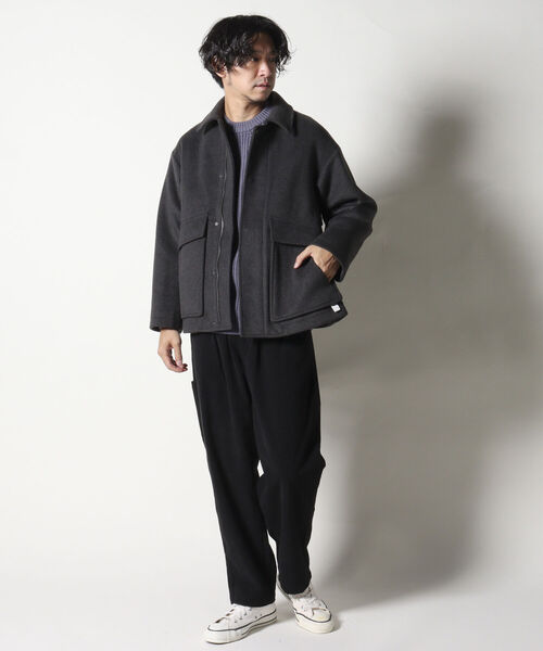 NOLLEY'S goodman（ノーリーズグッドマン）の「【WORK ABOUT/ワークアバウト】BOMBER JACKET　ボマージャケット　ショート　メルトン（ブルゾン・メンズ・チャコールグレー/サックスブルー/グレイッシュベージュ・LARGE/SMALL/MEDIUM）」の11枚目の写真