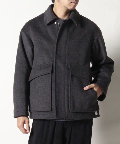 NOLLEY'S goodman（ノーリーズグッドマン）の「【WORK ABOUT/ワークアバウト】BOMBER JACKET　ボマージャケット　ショート　メルトン（ブルゾン・メンズ・チャコールグレー/サックスブルー/グレイッシュベージュ・LARGE/SMALL/MEDIUM）」の6枚目の写真