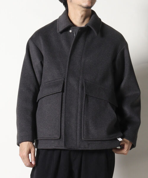 NOLLEY'S goodman（ノーリーズグッドマン）の「【WORK ABOUT/ワークアバウト】BOMBER JACKET　ボマージャケット　ショート　メルトン（ブルゾン・メンズ・チャコールグレー/サックスブルー/グレイッシュベージュ・LARGE/SMALL/MEDIUM）」の5枚目の写真