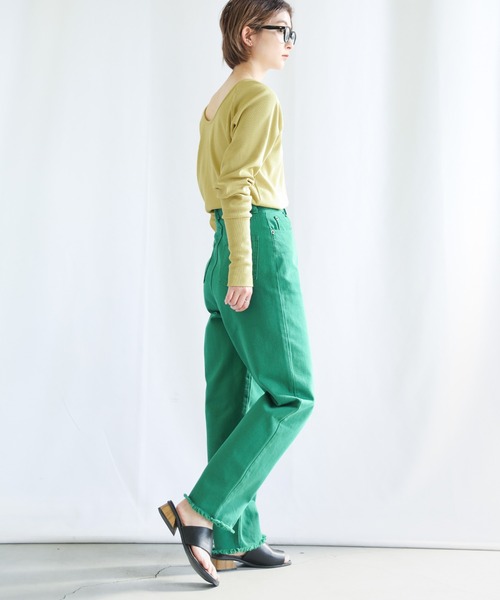 select MOCA（セレクトモカ）の「バックオープンロングスリーブサーマルカットソー（Tシャツ/カットソー・レディース・ブラック/オレンジ/ライトグリーン/アイボリー・FREE）」の19枚目の写真