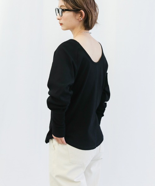 select MOCA（セレクトモカ）の「バックオープンロングスリーブサーマルカットソー（Tシャツ/カットソー・レディース・ブラック/オレンジ/ライトグリーン/アイボリー・FREE）」の16枚目の写真