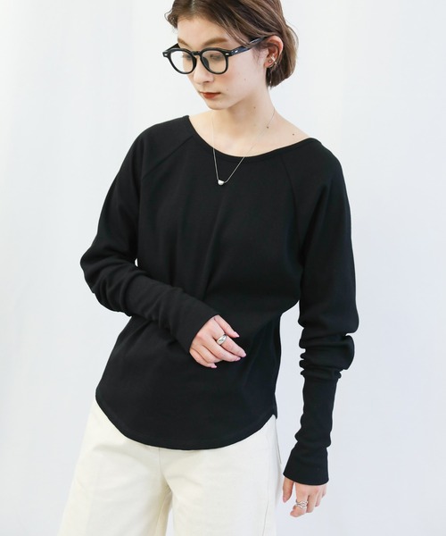 select MOCA（セレクトモカ）の「バックオープンロングスリーブサーマルカットソー（Tシャツ/カットソー・レディース・ブラック/オレンジ/ライトグリーン/アイボリー・FREE）」の17枚目の写真