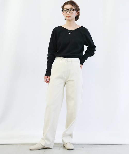 select MOCA（セレクトモカ）の「バックオープンロングスリーブサーマルカットソー（Tシャツ/カットソー・レディース・ブラック/オレンジ/ライトグリーン/アイボリー・FREE）」の6枚目の写真