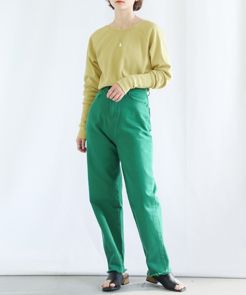 select MOCA（セレクトモカ）の「バックオープンロングスリーブサーマルカットソー（Tシャツ/カットソー・レディース・ブラック/オレンジ/ライトグリーン/アイボリー・FREE）」の7枚目の写真