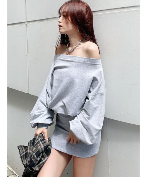 GYDA（ジェイダ）の「ドッキングオフショルスウェットワンピース（ワンピース・レディース・ブラック/グレー/オフホワイト・FREE）」の19枚目の写真