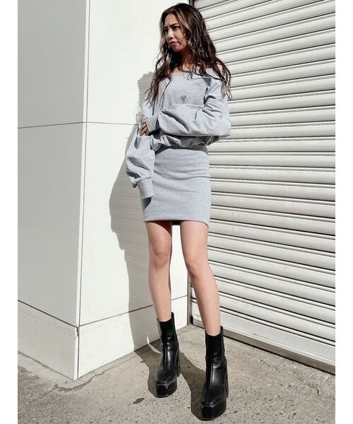 GYDA（ジェイダ）の「ドッキングオフショルスウェットワンピース（ワンピース・レディース・ブラック/グレー/オフホワイト・FREE）」の18枚目の写真