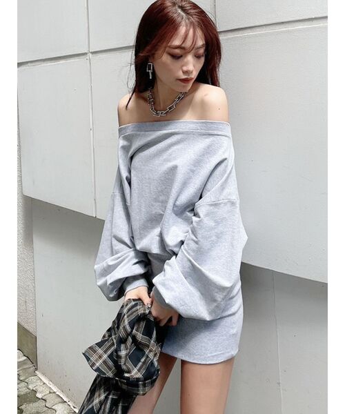 GYDA（ジェイダ）の「ドッキングオフショルスウェットワンピース（ワンピース・レディース・ブラック/グレー/オフホワイト・FREE）」の17枚目の写真