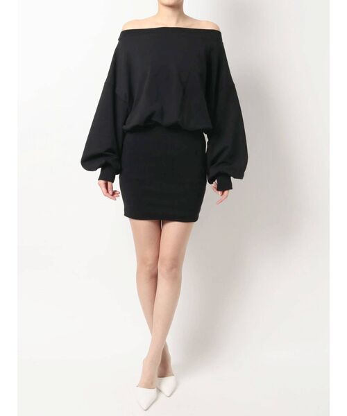 GYDA（ジェイダ）の「ドッキングオフショルスウェットワンピース（ワンピース・レディース・ブラック/グレー/オフホワイト・FREE）」の5枚目の写真