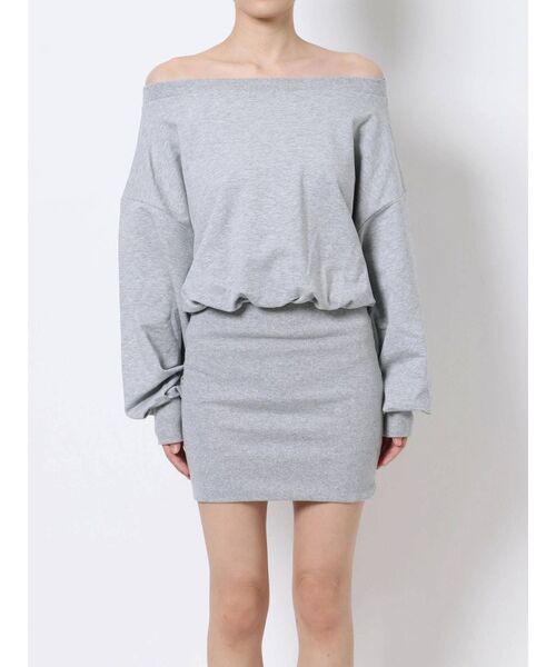 GYDA（ジェイダ）の「ドッキングオフショルスウェットワンピース（ワンピース・レディース・ブラック/グレー/オフホワイト・FREE）」の6枚目の写真
