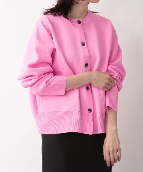 yuw（ユウ）の「ミラノリブクルーカーディガン　262877（カーディガン/ボレロ・レディース・ブラック/グリーン/ピンク・FREE）」の9枚目の写真