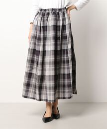 Samansa Mos2 | コットンリネンチェック柄ギャザースカート(スカート)