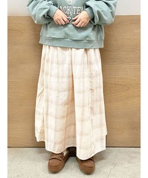 Samansa Mos2 | コットンリネンチェック柄ギャザースカート(スカート)